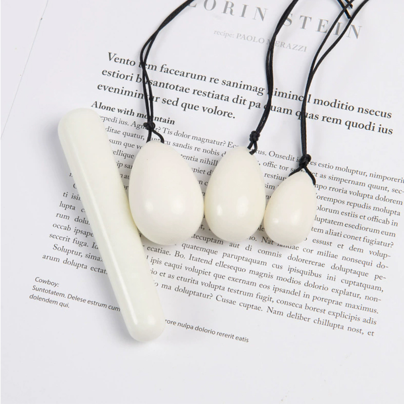 Healing Crystal Set - Weiße Jade gebohrte Eier Set Yoni